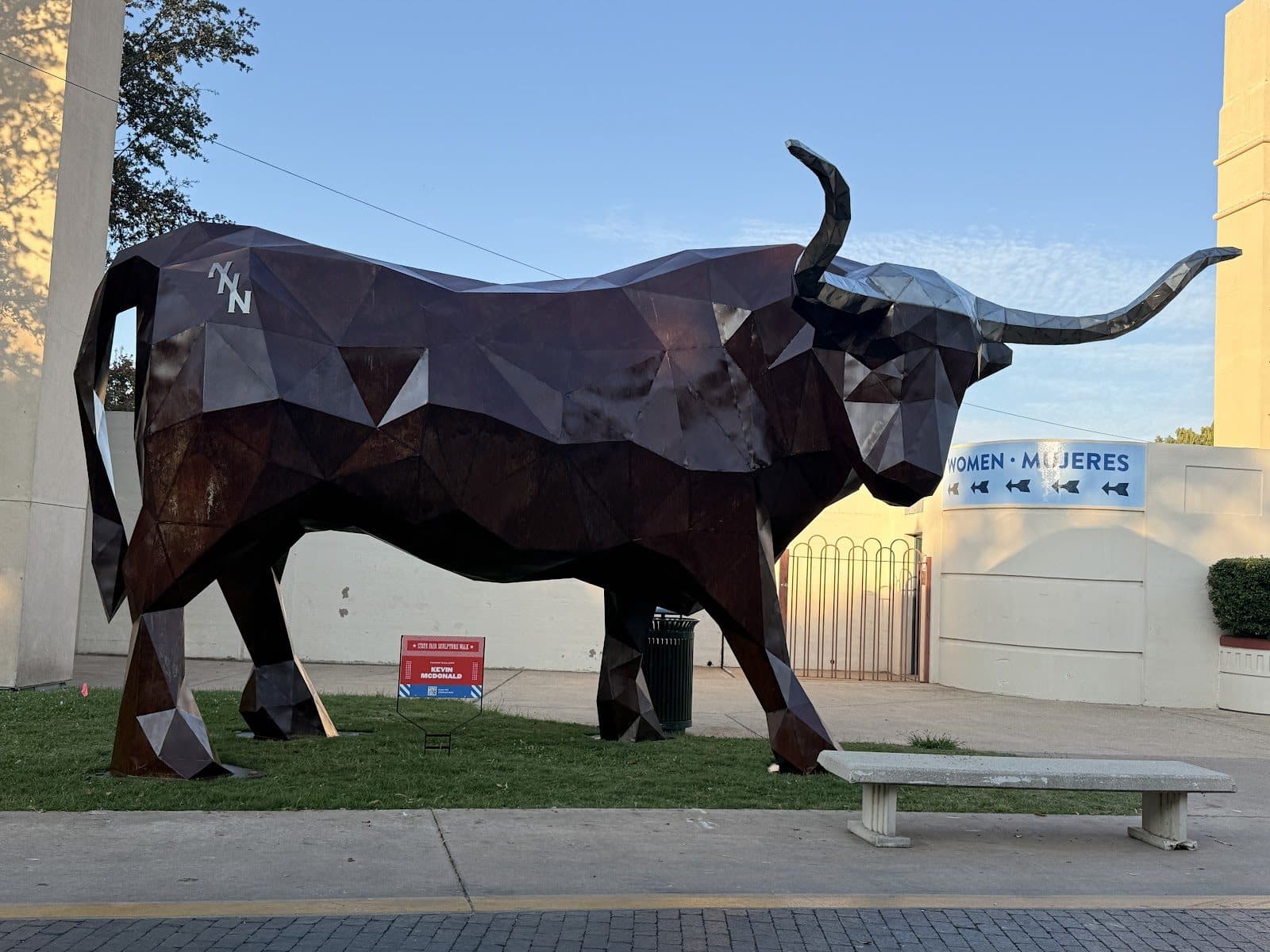 Custom steel driveway entrance with plasma cut longhorn silhouette, built and installed by Big Sky Metals