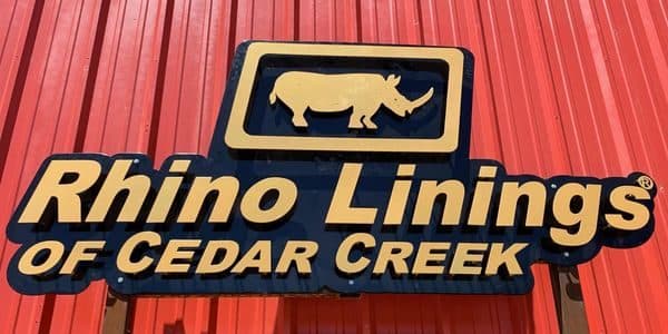 Backlit metal sign built for Rhino Linings of Cedar Creek